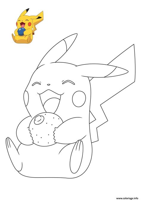 Coloriage Pokemon Pikachu Entrain De Rigoler