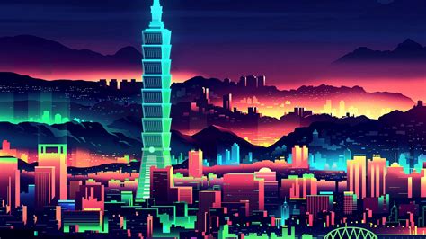 Download Wallpaper 2048x1152 Tower Taipei Art