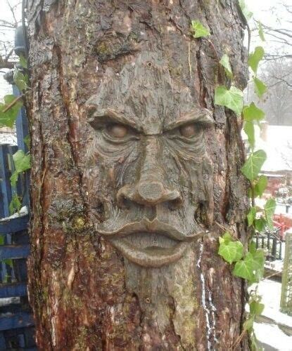 Tree Face Sculpture Art Decor Yard Garden Plaque Outdoor