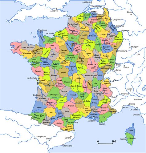 Carte De France Avec Départements Carte De France Départements Villes