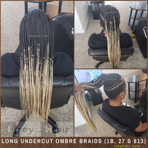Undercut Shaved Sides Long Ombre Box Braids Colors Black 1b And