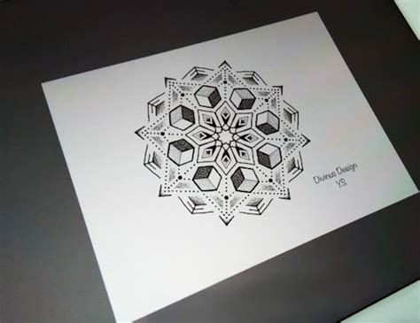 Cubic Geometric Dotwork Mandala Tattoo Design And Stencil Etsy Uk