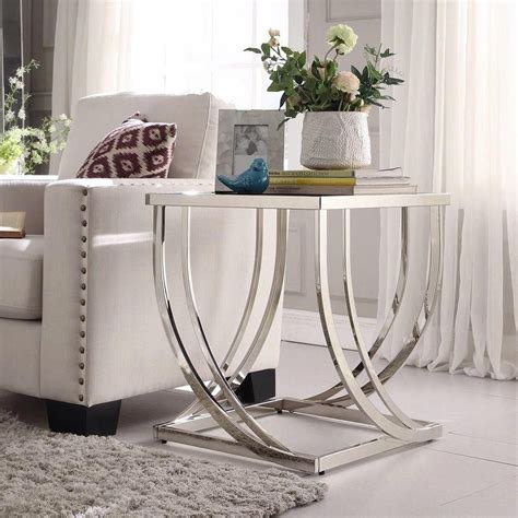 Inspire Q Anson Steel Brushed Arch Curved Sculptural Modern End Table