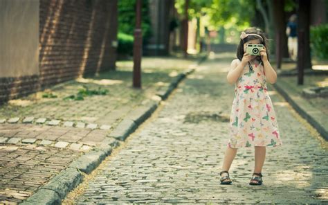 Mood Girl Children Kid Joy Happiness Dress Camera Street Summer Walk Hd