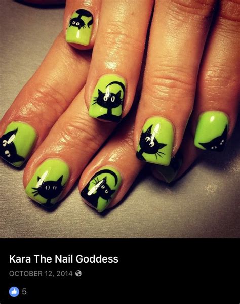 Stamped Gid Halloween Cat Nails By Karathenailgoddess Cat Nails