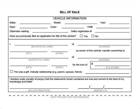 Bill Of Sale Word Template Free Download Aashe
