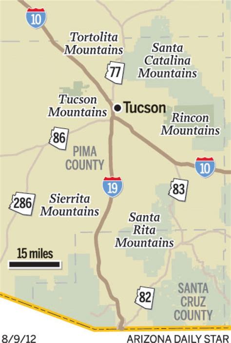 Map Mountain Ranges Near Tucson