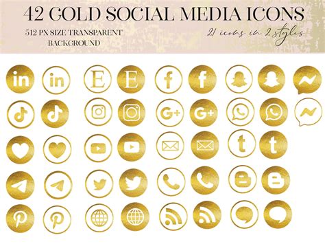 Gold Transparent Social Media Icons Gold Social Sharing Icons Gold