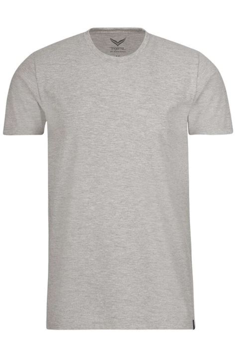 Hochwertiges Trigema Slim Fit T Shirt Mit Rundhals In Der Farbe Hellgrau Melange Das T Shirt