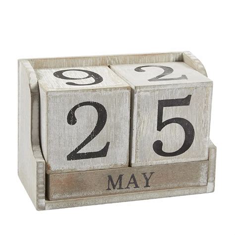 Vintage Rustic Wooden Perpetual Desktop Cubes Block Calendar Buy