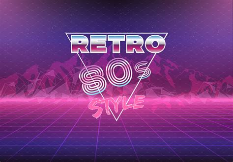 Retro 80s Eighties Neon Background Decorative Illustrations