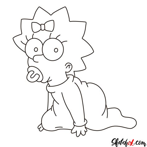 How To Draw Maggie Simpson Sketchok Easy Drawing Guides