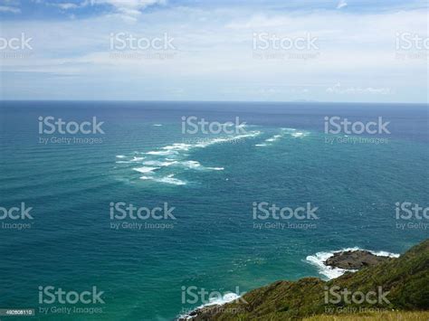 Cape Reinga Tasman Sea Meets Pacific Ocean Stock Photo Download Image
