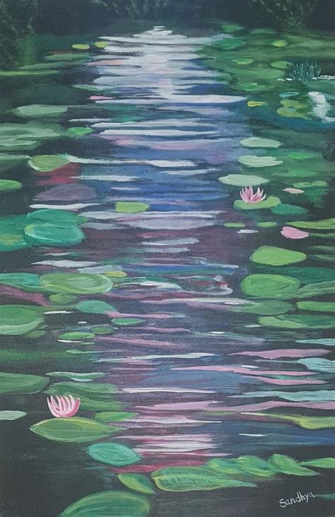 Lotus Painting By Sandhya Nirmal Fine Art America