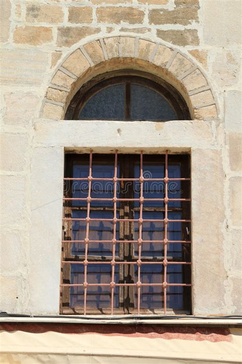 Old Window In Ancient Stone Wall Of Greek Fort Stock Photo Image