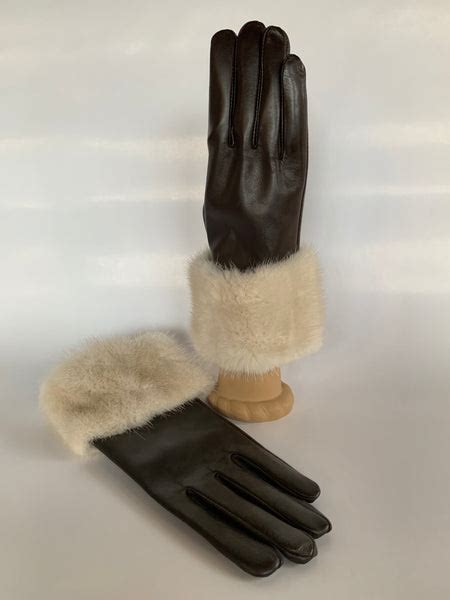 Mink Fur Trim Leather Gloves Héritage Gallery