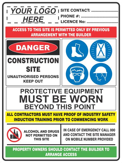 Construction Site Combination Sign Discount Safety Signs Australia