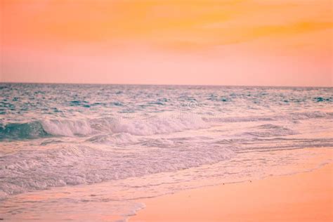 Amazing Beautiful Sunset On An Exotic Caribbean Beach Stock Photo