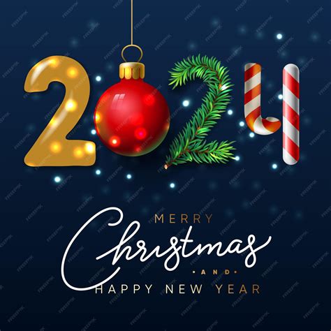 feliz navidad y próspero año nuevo 2024 tarjeta de felicitación ilustración vectorial vector