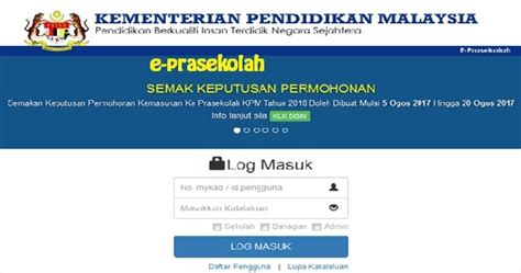 Makluman kepada semua ibu bapa/penjaga, keputusan permohonan kemasukan ke prasekolah bagi tahun 2020 sudah boleh disemak. Semakan Keputusan PraSekolah 2018 Online - Permohonan.my