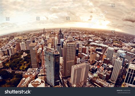 Aerial View Downtown Sydney Sunset Australia Stock Photo 164023496