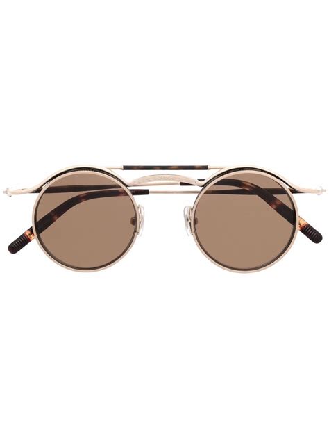 matsuda round frame gold tone and tortoiseshell acetate sunglasses in brown modesens
