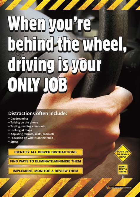 Workplace Safety Poster Focussing On Avoiding Distractions While