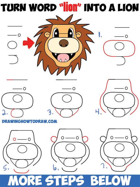 Don't forget to share this drawing guide and subscribe to me in social networks (pinterest, google plus, and all other social networks). How to Turn the Word "lion" into a Cartoon Lion : Easy ...