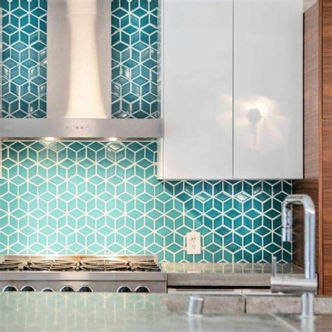 Beautiful Geometrical Backsplash The Color Is So Soothing