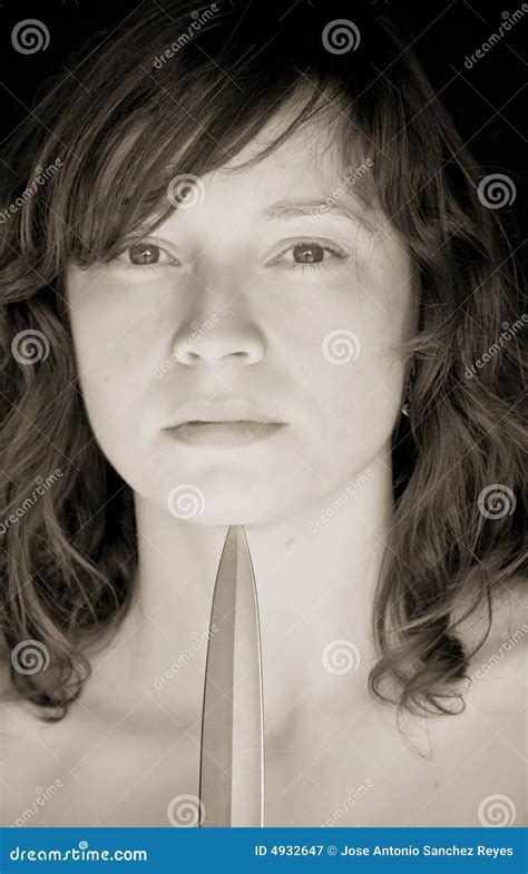 Woman And Knife Stock Image Image Of Beauty Pensive 4932647