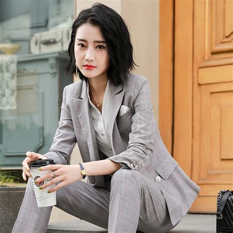 Plaid Suit Jacket Ladies Korean Version Of The Autumn New Casual Retro Check Small Suit Pants In
