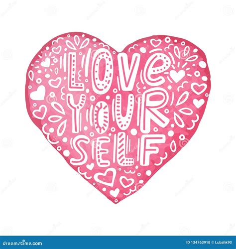 Hand Drawn Lettering Quote Love Yourself With Floral Ornament Love