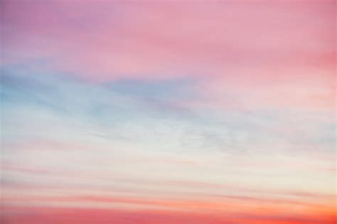Sunset Sky With Pink Orange Light Clouds Colorful Smooth
