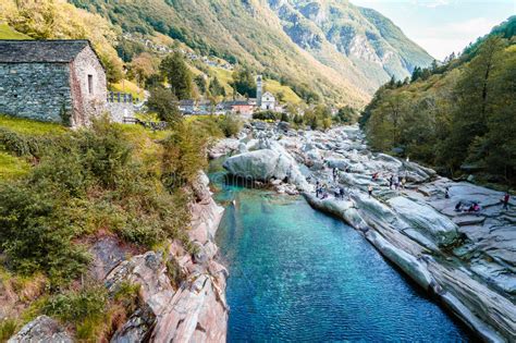 Verzasca Valley Ticino Switzerland Stock Image Image Of Canyon