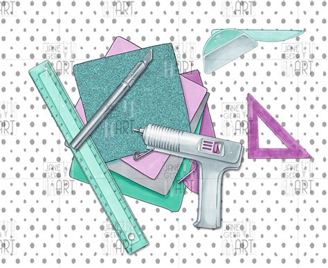 Craft Supplies Clipart Crafting Tools Clip Art Digital - Etsy