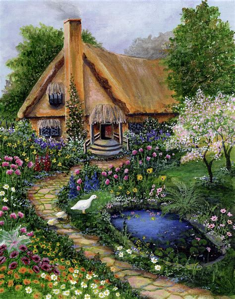 Best Old Cottage Painting By Bonnie B Cook Pixels