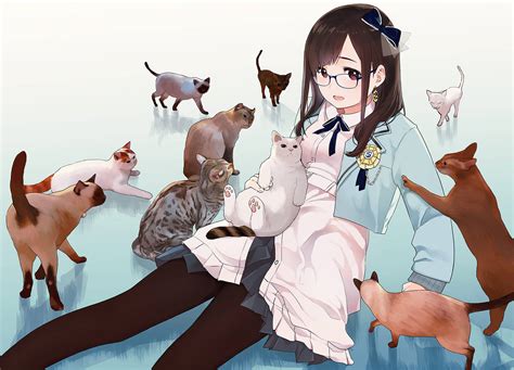 Anime Girl With Pet Cat