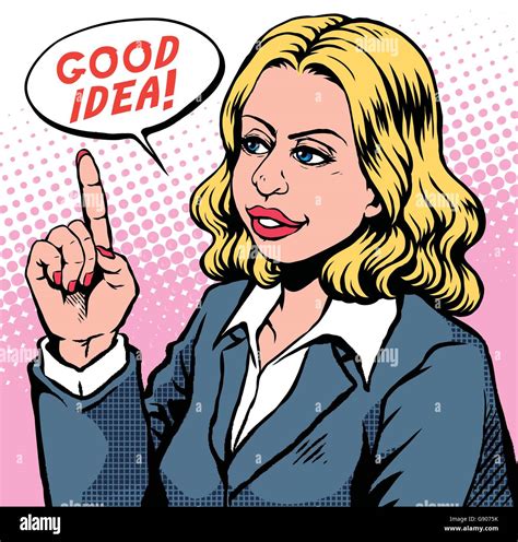 pop art illustration and retro comic style business woman says good idea stock vector image