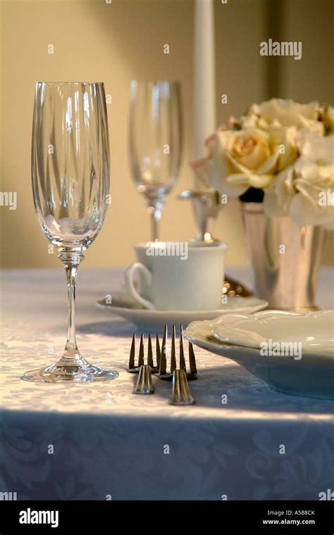 Fine Dining Table Set For Dinner Stock Photo Alamy
