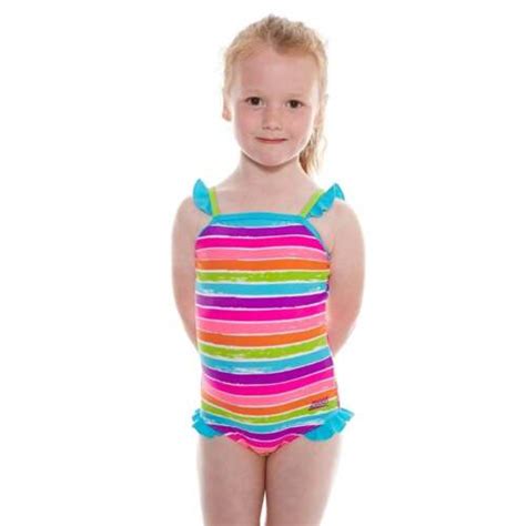 Zoggs Girls Sunshine Frill Classic Back Swimsuit Swimming Costume
