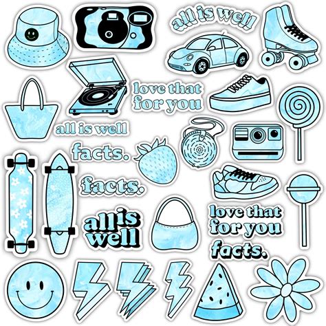 Blue Aesthetic Sticker 30 Pack Great To Decorate Water Bottles