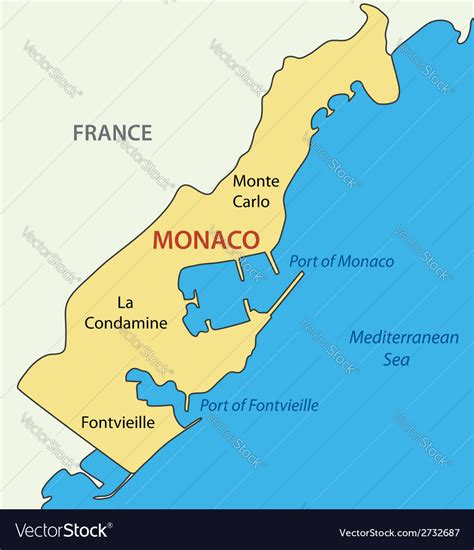 Principality Monaco Map Royalty Free Vector Image