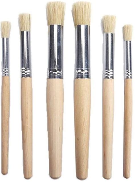 Knafs 6pcs Wooden Brush Bristle Brushes Wood Watercolor