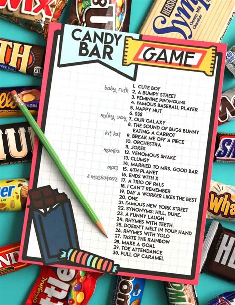 Candy Bar Game Printable A Girl And A Glue Gun