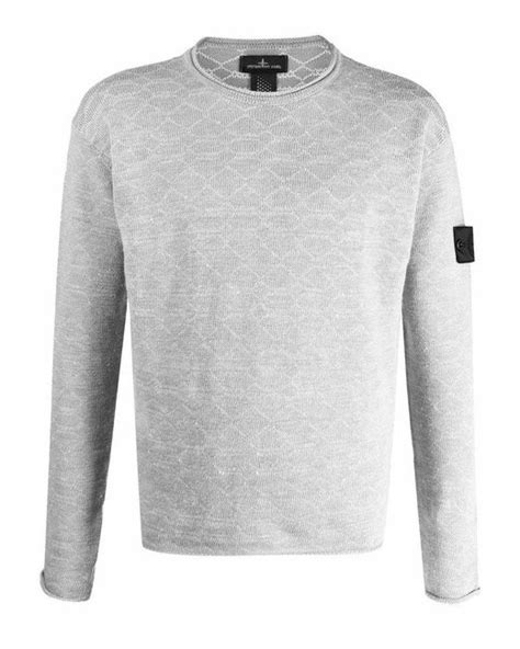 Stone Island Shadow Project Cotton Logo Patch Knit Jumper In Grey Grey