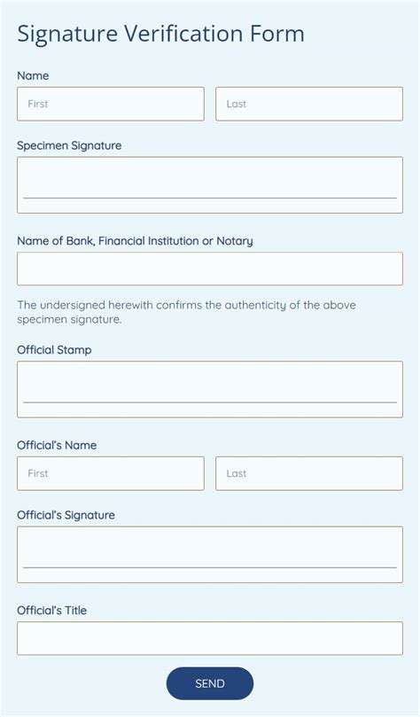 Free Signature Verification Form Template 123formbuilder