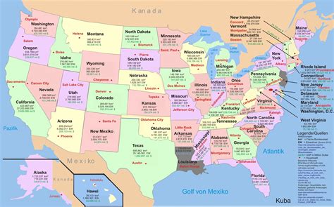 Usa Staaten Und Hauptstädte Usa Karte Staaten Und Hauptstädte Usa