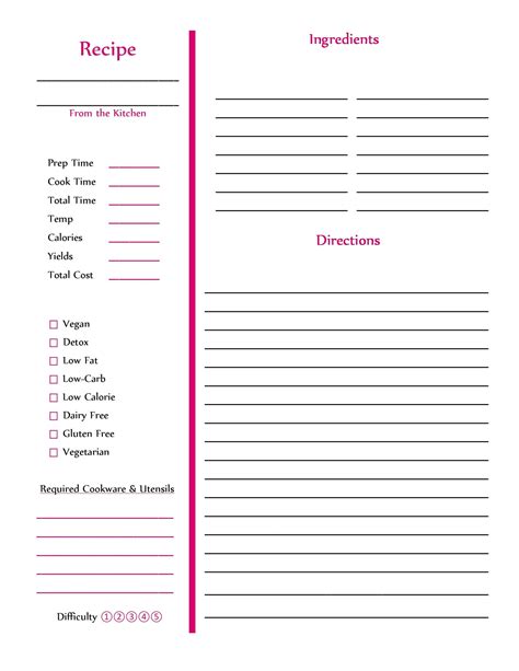 Free Editable Recipe Templates For Pages Bikesgarry