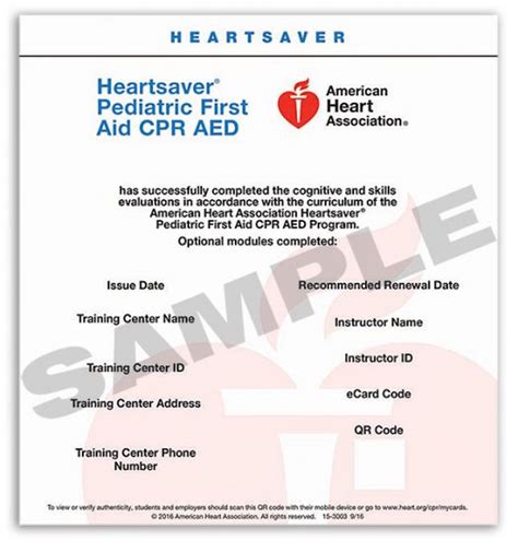 Heartsaver Pediatric First Aid Cpr Aed Ecard