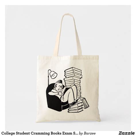 College Student Cramming Books Exam Studying Tote Bag Bags Tote Bag